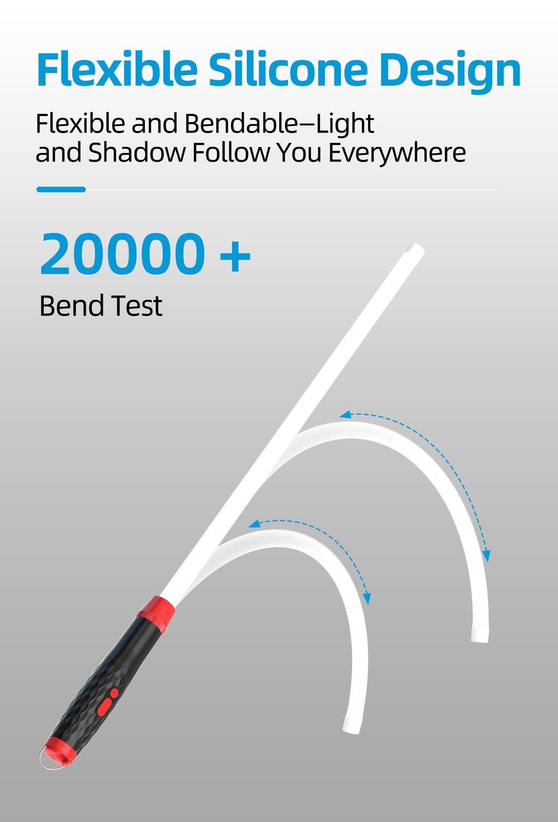 Flexible silicone design, 20,000-bend tested